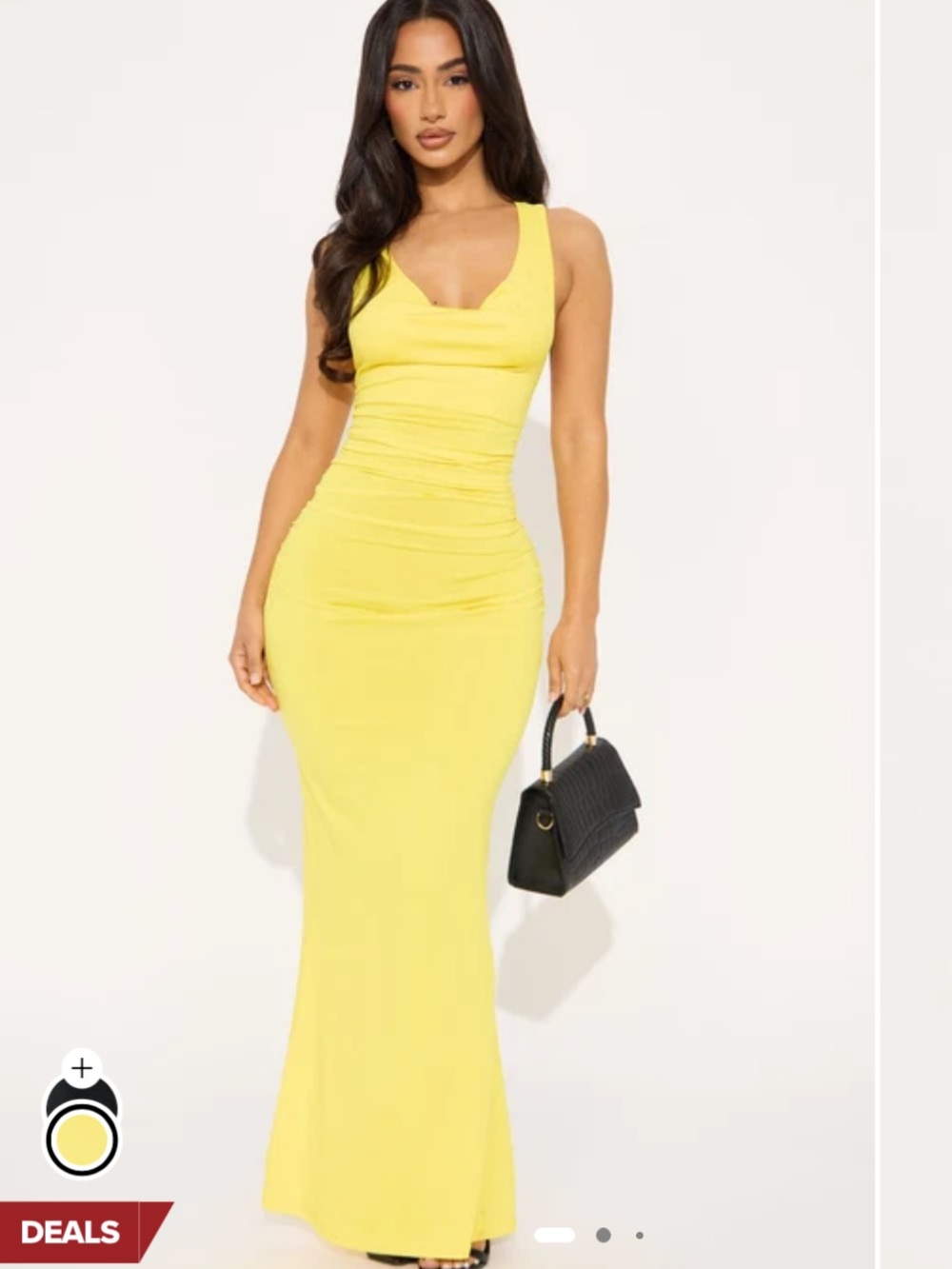 Yellow Cowl Neck Maxi Dress